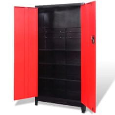 Vidaxl Omara za orodje z 2 vrati jeklo 90x40x180 cm črna in rdeča