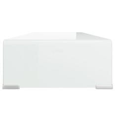 Vidaxl Stojalo za TV/Računalniški Zaslon Belo Steklo 80x30x13 cm