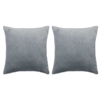 Vidaxl Komplet blazin 2 kosa žamet 45x45 cm sive barve