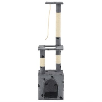 Vidaxl Mačje drevo s praskalniki iz sisala 109 cm siva s tačkami