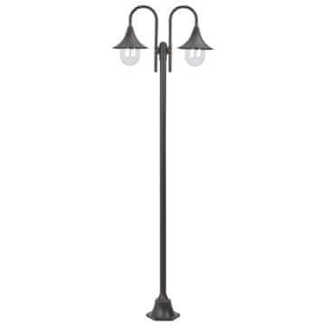 Vidaxl Vrtna ulična svetilka 220 cm E27 aluminij 2 svetilki bronasta