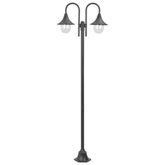 Vidaxl Vrtna ulična svetilka 220 cm E27 aluminij 2 svetilki bronasta