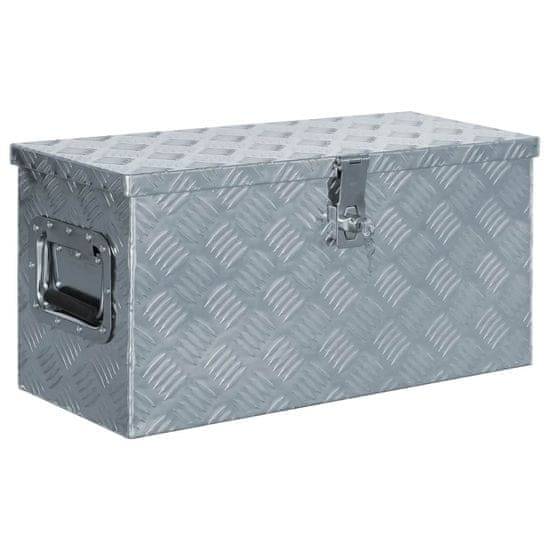 Vidaxl Skrinja iz aluminija 61,5x26,5x30 cm srebrne barve
