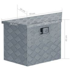 Vidaxl Skrinja iz aluminija 70x24x42 cm trapezoid srebrne barve