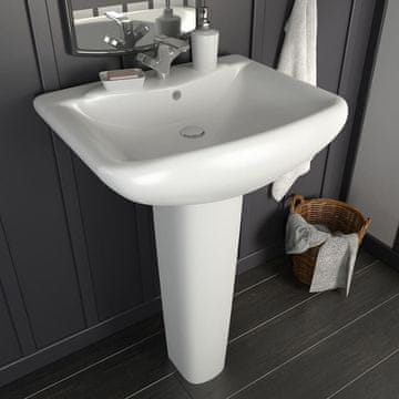 Vidaxl vidaXL Umivalnik s podstavkom, keramičen, bel, 580 x 470 x 200 mm