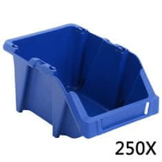 Vidaxl Skladalni zaboji za shranjevanje 250 kosov 103x165x76 mm modra