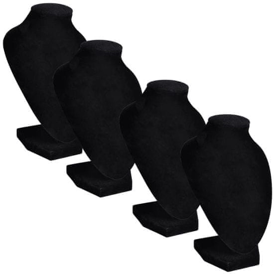 Vidaxl Flanelasto stojalo za ogrlice črno 9 x 8,5 x 15 cm 4 kosi