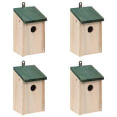 Vidaxl Ptičje hišice 4 kosi les 12x12x22 cm