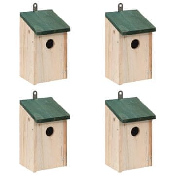 Vidaxl Ptičje hišice 4 kosi les 12x12x22 cm