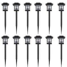 Greatstore Set zunanjih solarnih LED svetilk s konico 12 kosov 8,6 x 8,6 x 38 cm
