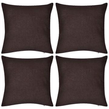 Vidaxl Prevleke za Blazine Bombaž 50 x 50 cm 4 kosi Rjave Barve