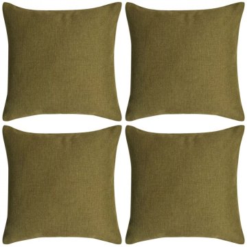 Vidaxl Prevleke za Blazine 4 kosi Videz Platna Zelene 50x50 cm