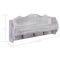 Vidaxl Stenski obešalnik za plašče siv 50x10x23 cm les