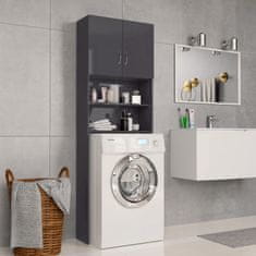 Vidaxl Omara za pralni stroj visok sijaj siva 64x25,5x190 cm