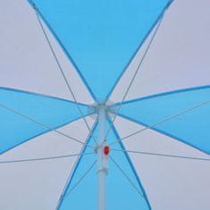 Vidaxl Senčnik za na plažo moder in bel 180 cm tkanina