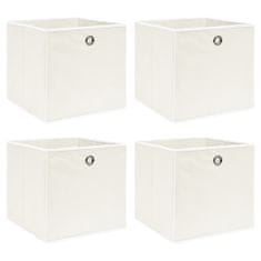 Greatstore Škatle za shranjevanje 4 kosi bele 32x32x32 cm blago