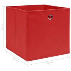 shumee Škatle za shranjevanje 4 kosi rdeče 32x32x32 cm blago