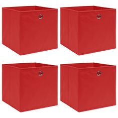 Greatstore Škatle za shranjevanje 4 kosi rdeče 32x32x32 cm blago