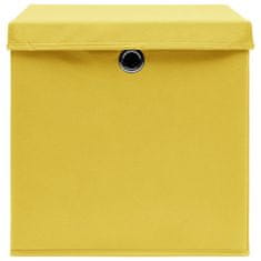shumee Škatle za shranjevanje s pokrovi x 10 rumene 32x32x32 cm blago