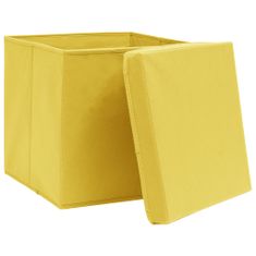 Greatstore Škatle za shranjevanje s pokrovi 4 kosi rumene 32x32x32cm blago
