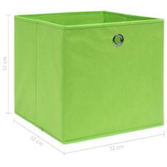 Greatstore Škatle za shranjevanje 4 kosi zelene 32x32x32 cm blago