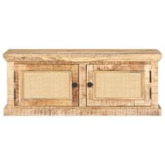 Vidaxl Klubska mizica 90x50x35 cm trden mangov les in naravni trst