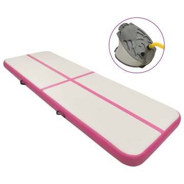 Vidaxl Napihljiva gimnastična podloga s tlačilko 500x100x15 cm roza