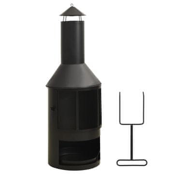 Vidaxl Vrtna peč z rešetko in grebljico 47x47x135,7 cm jeklo