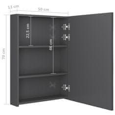 Vidaxl LED kopalniška omarica z ogledalom sijoče siva 50x13x70 cm