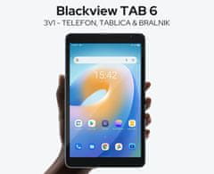 Blackview Tab 6 tablični računalnik 3v1, 20,32cm, 4G-LTE, 3GB/32GB, GPS, Android 11, siv/srebrn