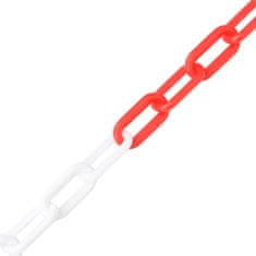 Vidaxl Opozorilna veriga rdeča in bela 100 m Ø8 mm plastika