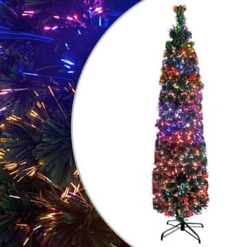shumee vidaXL Ozka umetna novoletna jelka s stojalom 150 cm optična vlakna