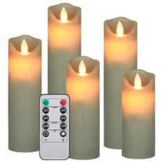 Vidaxl Komplet LED svečk 5-delni z daljincem toplo bele