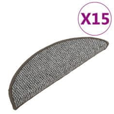 Vidaxl Preproge za stopnice 15 kosov sive 65x25 cm