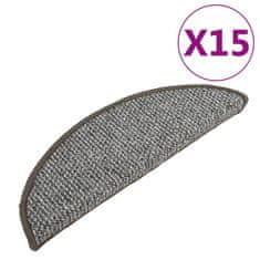 Vidaxl Preproge za stopnice 15 kosov sive 56x17x3 cm