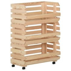 Vidaxl Voziček za zelenjavo 57x30x80 cm trdna borovina