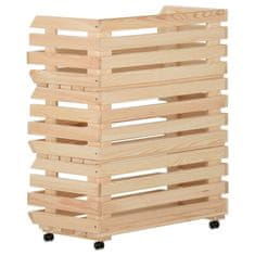 Vidaxl Voziček za zelenjavo 77x30x80 cm trdna borovina