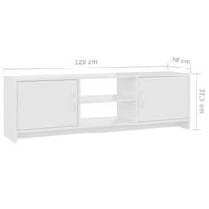 Vidaxl TV omarica visok sijaj bela 120x30x37,5 cm iverna plošča