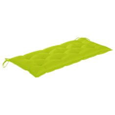 Vidaxl Klop Batavia s svetlo zeleno blazino 120 cm trdna tikovina