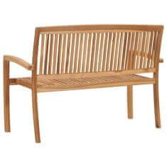 Vidaxl Zložljiva vrtna klop z blazino 128,5 cm trdna tikovina