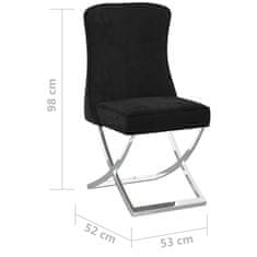Vidaxl Jedilni stol črn 53x52x98 cm žamet in nerjaveče jeklo
