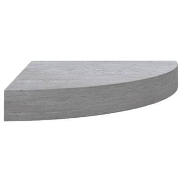 Vidaxl Kotna stenska polica betonsko siva 25x25x3,8 cm MDF