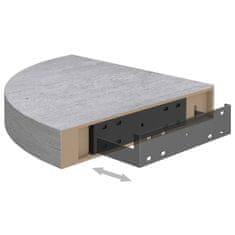Vidaxl Kotna stenska polica betonsko siva 35x35x3,8 cm MDF