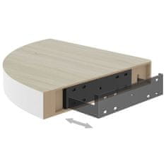 Vidaxl Kotna stenska polica barva hrasta in bela 25x25x3,8 cm MDF