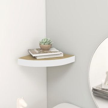 Vidaxl vidaXL Kotna stenska polica hrast in bela 25x25x3,8 cm MDF