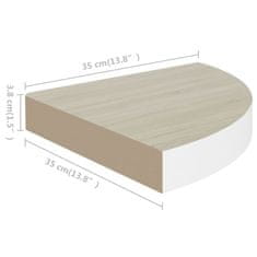 Vidaxl Kotne stenske police 4 kosi hrast in bele 35x35x3,8 cm MDF