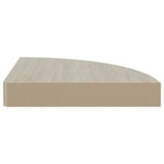 Vidaxl Kotna stenska polica barva hrasta in bela 25x25x3,8 cm MDF