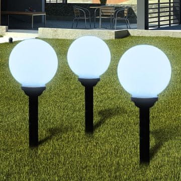 Vidaxl Vrtne solarne LED okrogle lučke 20cm za osvetlitev poti 3kosi s konico