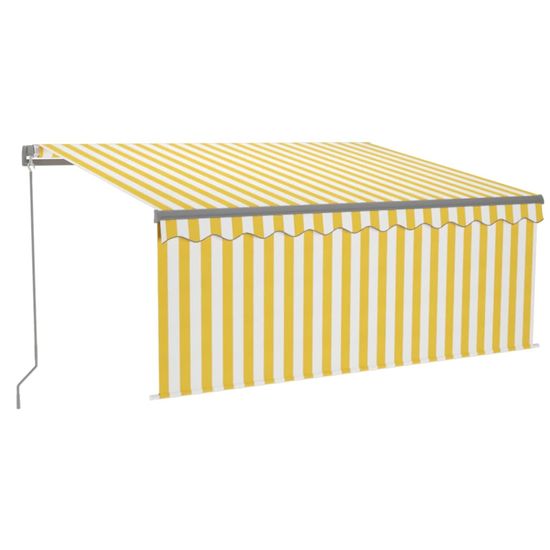 Vidaxl Ročno zložljiva tenda s senčilom LED 3x2,5 m rumena in bela