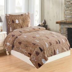 Jahu posteljnina Drevesce, rjava, iz mikropliša, 70x90/140x200 cm